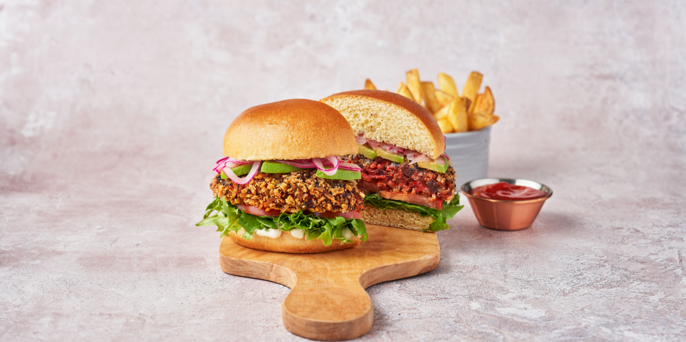 Beetroot, Red Pepper and Quinoa Burger